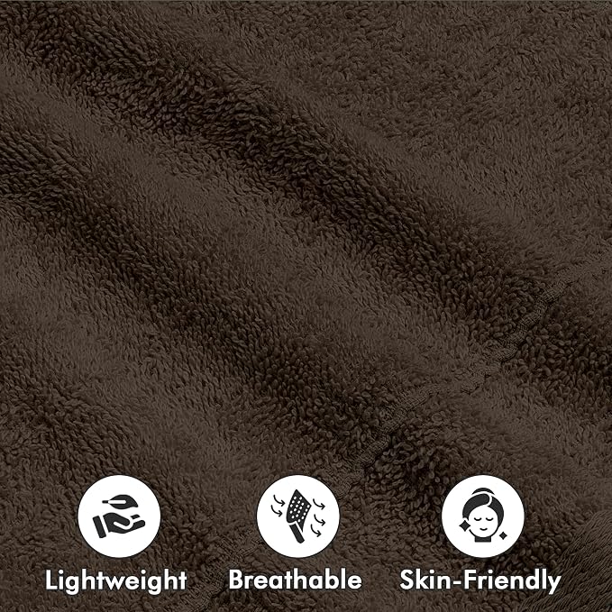 Face Towels Pack of 12 – 100% Cotton Wash Cloths (12x12 inch) – 550 GSM Soft, Quick Dry & Highly Absorbent Ring Spun Cotton Towels for Bathroom, Spa, Gym, Kitchen and for Daily Use - (Dark Brown)
