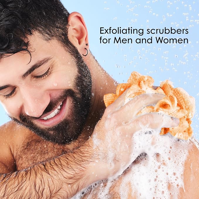 4 Pack Muti Color Bath Loofah Sponge 60g Shower Mesh Ball - Exfoliating Body Scrubber for Men & Women - Durable Shower Puff Bath Loofa for Soothe Skin Accessories - Soft Body Scrub Lufas for Women