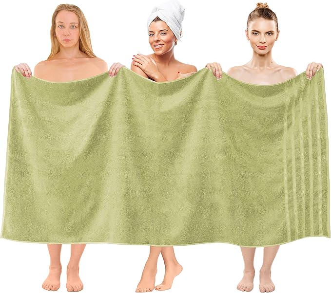 American Soft Linen Luxury 4 Piece Bath Towel Set, 600 GSM 100% Cotton Turkish Bath Towels for Bathroom, 27x54 in Large Bathroom Shower Towels, Light Grey