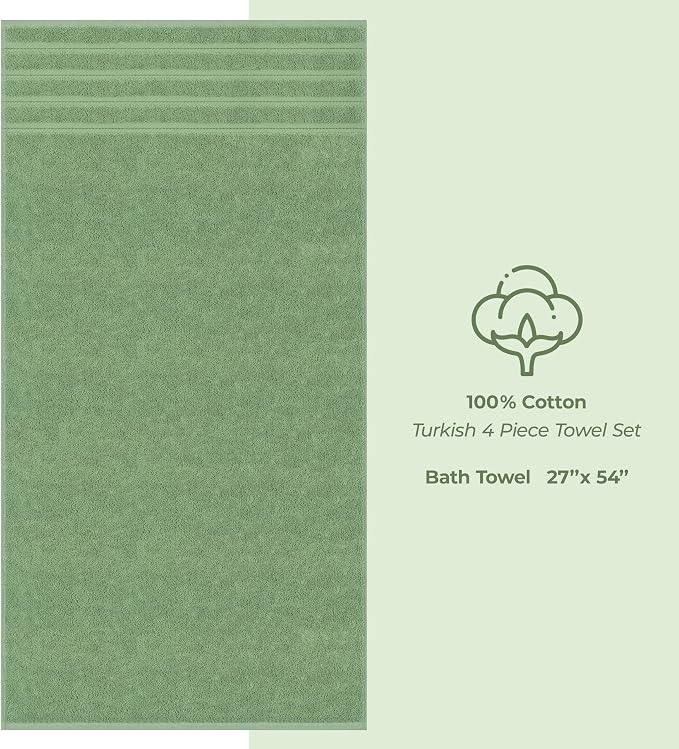 American Soft Linen 100% Cotton Luxury Turkish Towels, 4 PC Bath Towel Set | Soft Absorbent Quick Dry OEKO Tex Standard 100 Certificated Durable Machine Washable Breathable Premium Hotel Quality