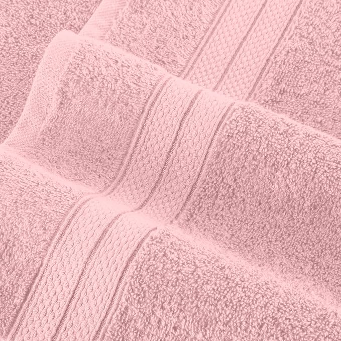 Elegant Comfort Luxury 6-Piece Towel Set, Premium Soft 100% Turkish Cotton, Three Line Popcorn Design 2 Bath Towels, 2 Hand Towels and 2 Washcloths Towel Set - Quick-Drying and Absorbent, Dusty Pink