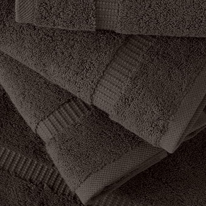 SALBAKOS 100% Turkish Cotton Hand Towel Set of 6 16x30 inch | Premium Quality | Hotel & Spa Collection | Soft, Super Absorbent, Long Lasting Hand Towels | Made in Turkey (Chocolate, 6 Hand Towels)