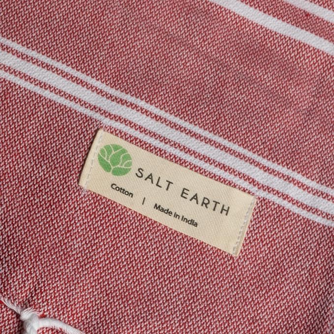 Salt Earth 100% Cotton Sateen Turkish Beach Towel (Set of 4, 36"x72") - Soft, Quick Dry, Absorbent Towels for Bathroom, Home, Travel, Pool, Spa, Bath, Swim - Beach Towels Oversized (Lavender, Red)