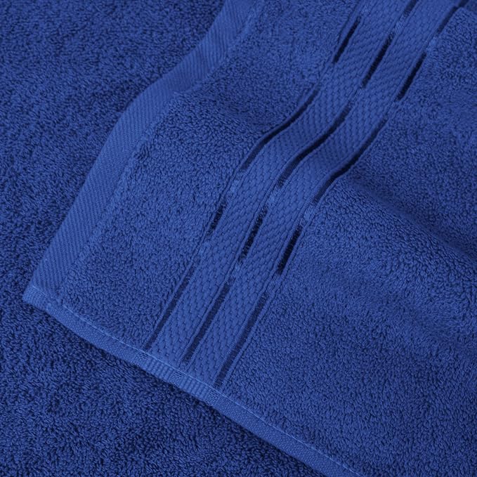 Elegant Comfort Three Line Popcorn Towel Set for Bathroom 16 x 28 inches, Premium Hotel Quality 4-Pack Hand Towels, 100% Turkish Cotton, Soft and Durable, Quick Dry and Highly Absorbent, Cobalt Blue