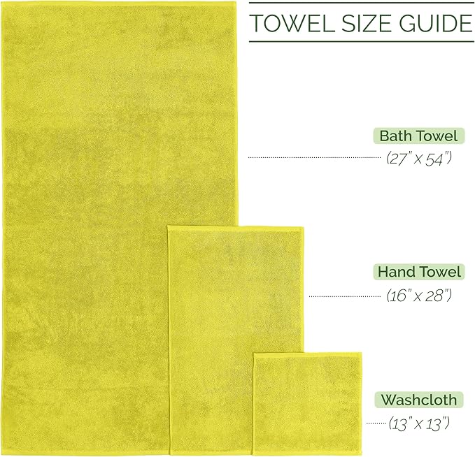 Elegant Comfort Luxury 6-Piece Towel Set, Premium Soft 100% Turkish Cotton, Three Line Popcorn Design 2 Bath Towels, 2 Hand Towels and 2 Washcloths Towel Set - Quick-Drying and Absorbent, Yellow