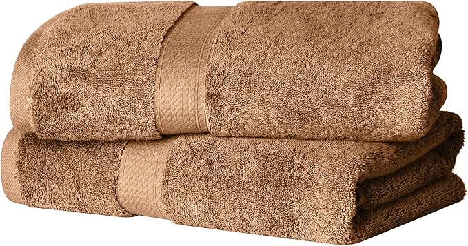 Superior Egyptian Cotton Plush & Absorbent, Bath Towel Set of 2, Rust | Quick Dry, Soft Luxury Towel Set, Bath Essentials for Bathroom, Guest Bath, Spa, 2 Piece Bath, Madeline Towels