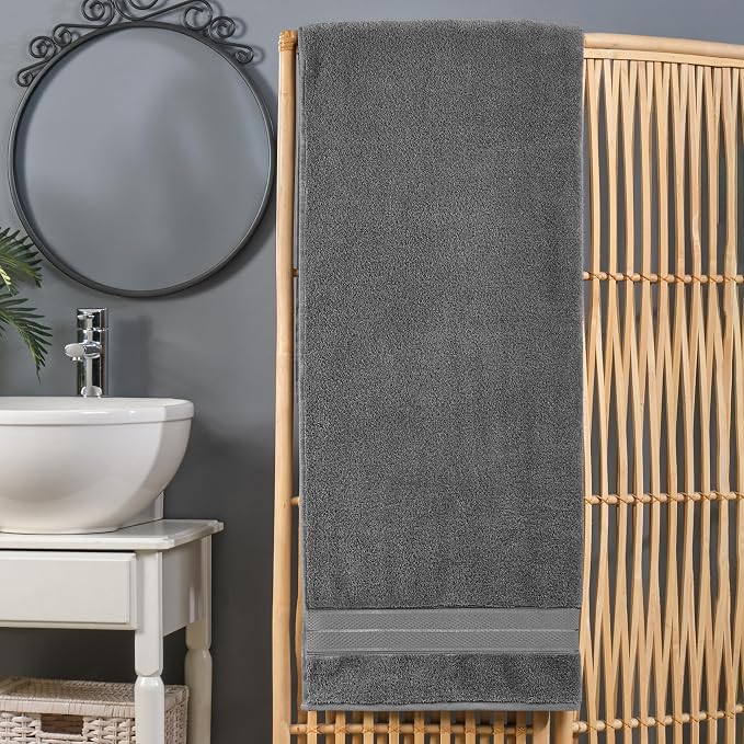 Elegant Comfort Three Line Popcorn Extra Large Luxury Bath Towel - 40" x 80" inch, Premium Hotel Spa Quality 1 Piece Oversized Bath Sheet 100% Turkish Cotton Super Soft Highly Absorbent, Charcoal Gray