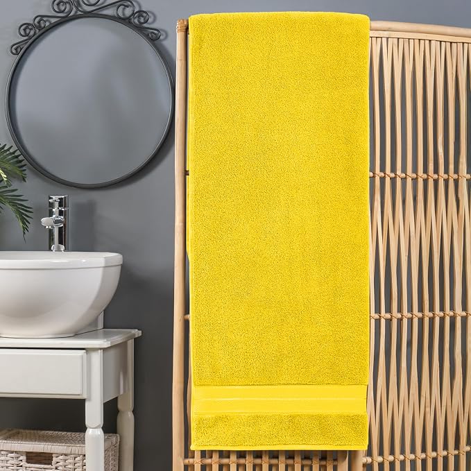 Elegant Comfort Three Line Popcorn Extra Large Luxury Bath Towel - 40" x 80" inch, Premium Hotel Spa Quality 1 Piece Oversized Bath Sheet 100% Turkish Cotton Super Soft Highly Absorbent, Yellow