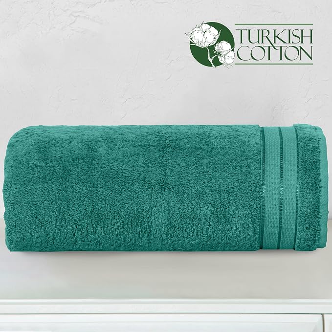 Elegant Comfort Three Line Popcorn Extra Large Luxury Bath Towel - 40" x 80" inch, Premium Hotel Spa Quality 1 Piece Oversized Bath Sheet 100% Turkish Cotton Super Soft Highly Absorbent, Teal Blue