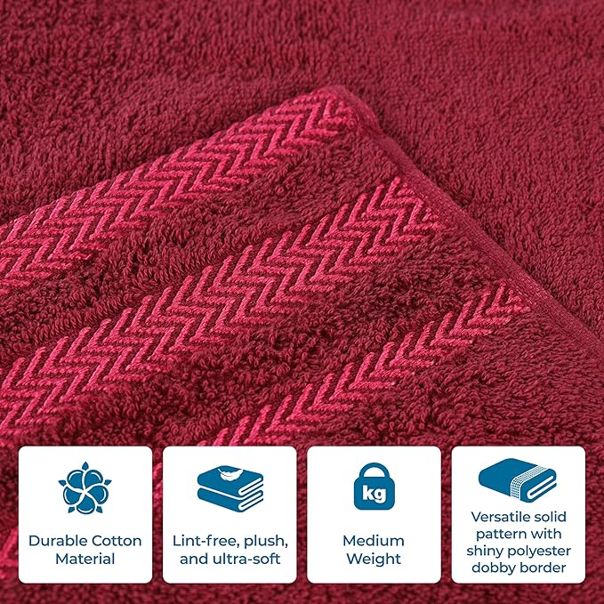 Superior Cotton Bath Sheet Set, Oversized Large Plush Soft Absorbent Body Towel, Shower, Spa, Hotel, Pool, Bath Basics, Home Essentials, Luxury, Fluffy, Quick Dry, Hays Collection, Set of 2, Cranberry