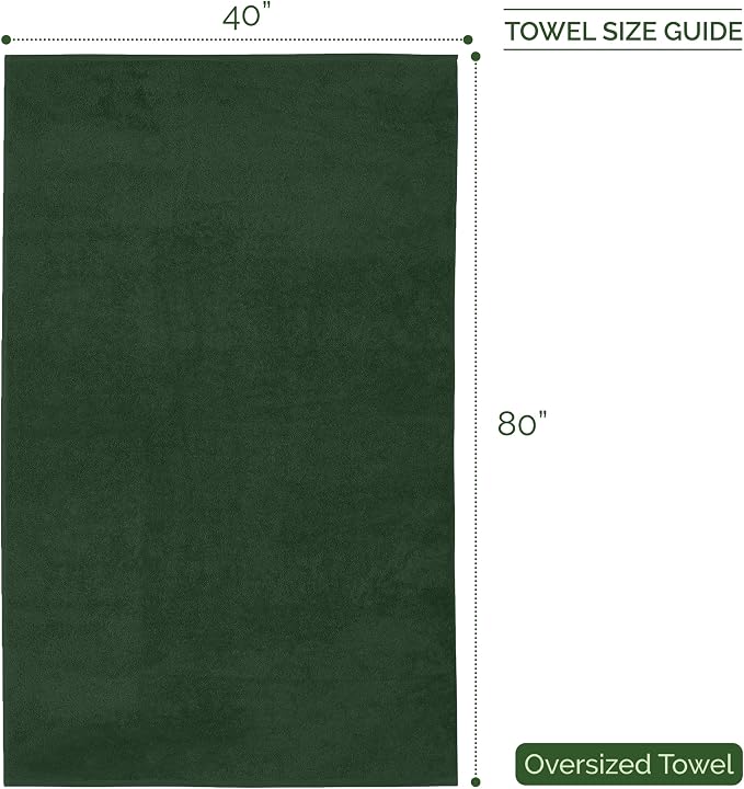 Elegant Comfort Three Line Popcorn Extra Large Luxury Bath Towel - 40" x 80" inch, Premium Hotel Spa Quality 1 Piece Oversized Bath Sheet 100% Turkish Cotton Super Soft Highly Absorbent, Forest Green