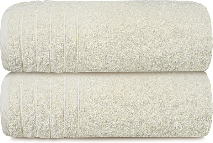 Tens Towels Pack of 2 Extra Large Bath Sheets 35 x 70 Inches, 100% Cotton, Larger & Lighter Weight, Quicker to Dry, Super Soft & Absorbent, Oversized Bath Towels, Cream