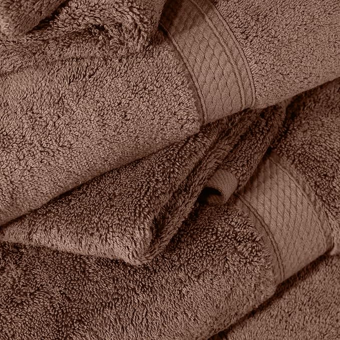 SUPERIOR Egyptian Cotton Ultra Plush & Absorbent, 6 Piece Set, Chocolate | Quick Dry, Soft Luxury Towel Set, Bath Essentials, Guest Bath, Spa, 2 Bath, 2 Hand, 2 Face Towels, Madeline Towels