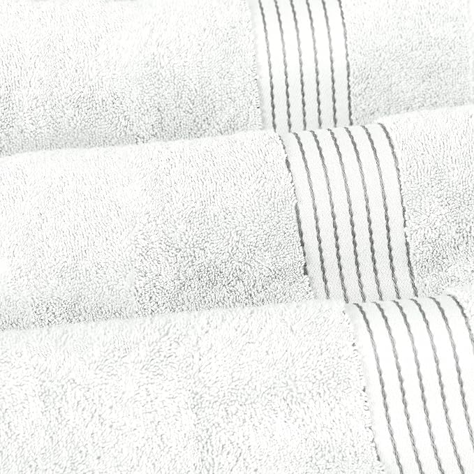 Elegant Comfort Premium Turkish Cotton 2 Pack Bath Towel Set - 27 x 54 inch, Luxurious Hotel Spa Quality 100% Turkish Cotton 2PC Bath Towel Set - Highly Absorbent - Soft Bathroom Towels, White/Gray