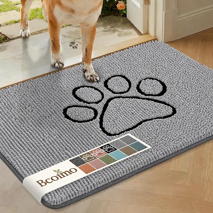 Bcoimo Super Absorbent Dog Door Mat, 30"*20" Anti Slip Mat for Muddy Paws, Pet Rugs for Dirty Paws Washable that Absorbs Moisture and Dirt, for Dog Cage and Pet Resting Carpet