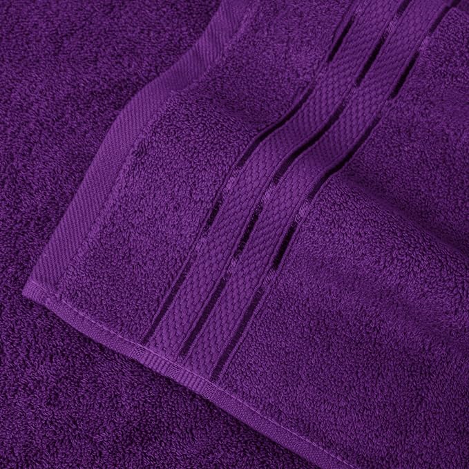 Elegant Comfort Three Line Popcorn Extra Large Luxury Bath Towel - 40" x 80" inch, Premium Hotel Spa Quality 1 Piece Oversized Bath Sheet 100% Turkish Cotton Super Soft Highly Absorbent, Purple