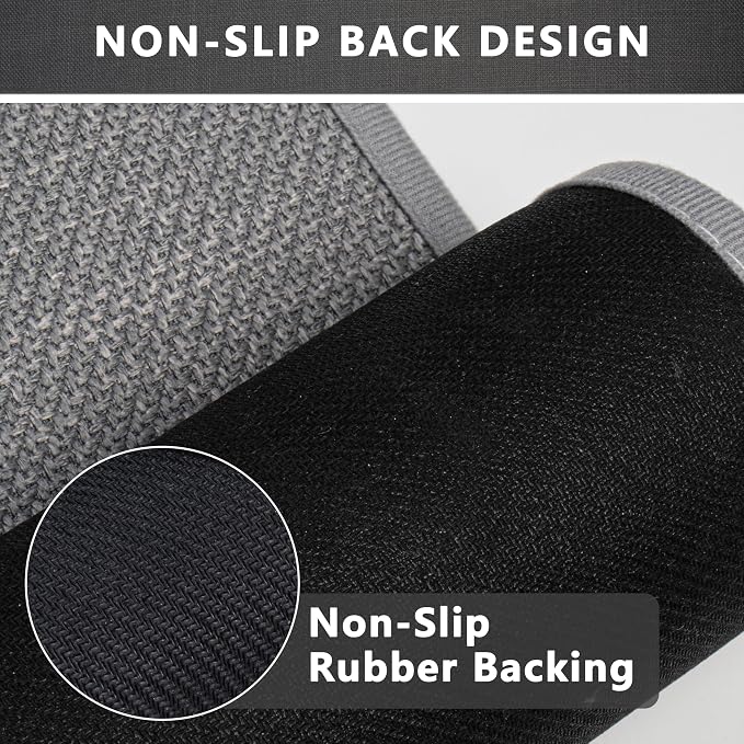 Bathroom Rugs Non Slip Bath Mat, Bathroom Mat Quick Dry Machine Washable Rugs, Shower Rug 17" x 32", Grey Thin Bath Mat Fit Under Door