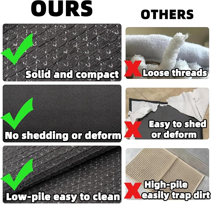 Black Bathroom Runner Rugs Non Slip Absorbent Quick Dry Thin Bath Mat with Rubber Backing, Shower Mats Fit Under Door Floor Bathtub, Easy Care, Machine Washable, 17"x 47", Black