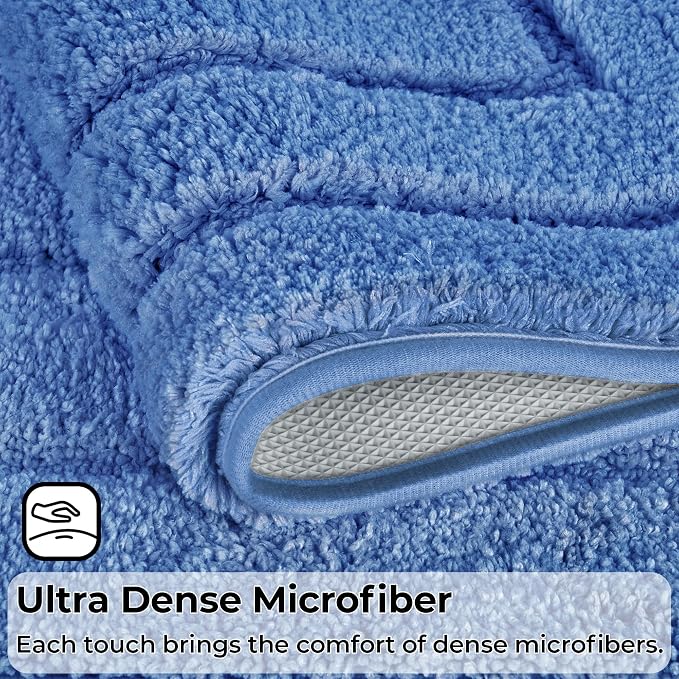 GRANNY SAYS Bathroom Toilet Rugs U Shaped, Bath Mats for Bathroom, Bath Rugs Non Slip Washable, Absorbent Microfiber Toilet Mat, Soft Plush Shaggy Bath Carpet, 20" x 24", Blue