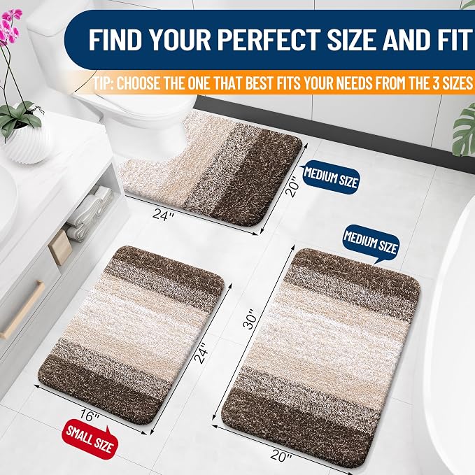 OLANLY Large Bathroom Rugs Mat 54x24, Extra Soft Absorbent Microfiber Bath Rugs, Rubber Backing, Quick Dry, Washable Bath Mats for Bathroom Floor, Tub and Shower, Home Decor Accessories, Light Brown