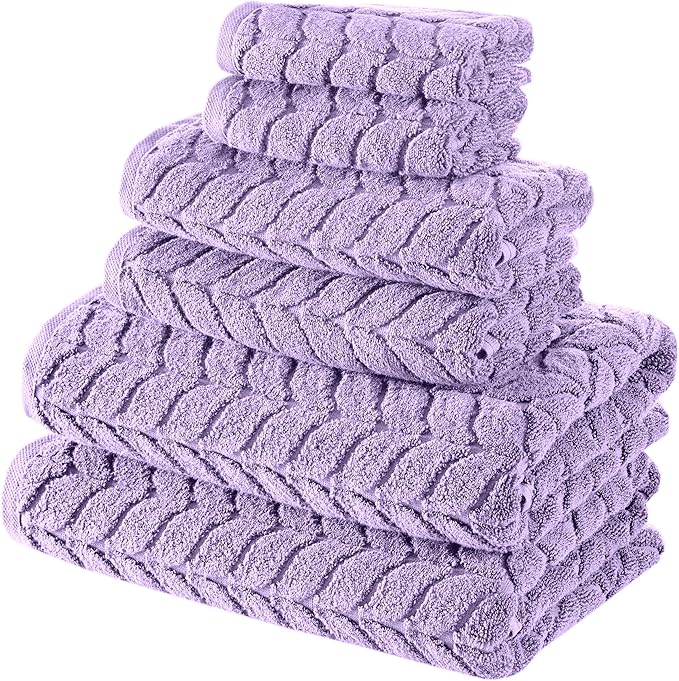 BAGNO MILANO Turkish Cotton Bath Towels, Hand Towels - Soft Plush Jacquard Collection Luxury Towels Set (Lilac, Bath Sheet 35x70)