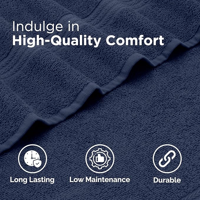 Martex Easy Living Everyday 6-Piece Bathroom Towel Set, Navy | 2 Bath Towels, 2 Hand Towels, 2 Wash Cloths, 100% Cotton, Soft, Quick-Dry