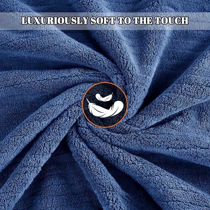 Bath Towels Set of 4 Extra Large 35 x 70 Inches,Luxury Thick High Absorbent and Quick Dry Bath Sheet,Ultra Soft Microfiber,Bathroom,Beach,Yoga,Sport,SPA,Fitness (Navy Blue)