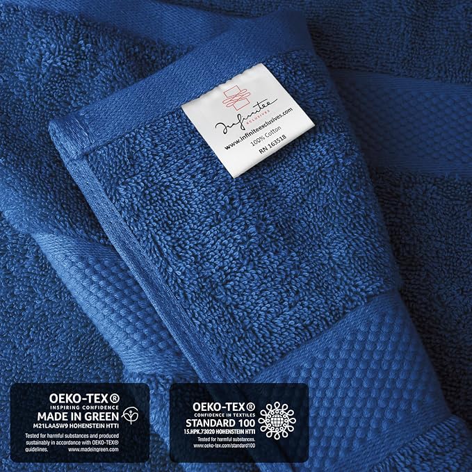 Infinitee Xclusives Jumbo Bath Sheets Towels for Adults – 600 GSM (35X70 Inches)– 100% Ring Spun Cotton, Soft and Absorbent Large Bath Towels for Bathroom (Tranquil Navy)