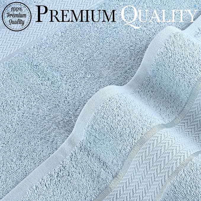 6 Piece Luxury Bath Towel Set - 100% Cotton, Quick Dry, Absorbent, Soft & Plush - Gym, Spa, Hotel, Pool, Shower Towels