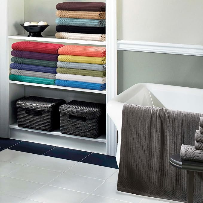 Cotton 2-Piece Solid and Ribbed Bath Sheet Set, Bath Sheets- 34" x 68", Turquoise by Superior