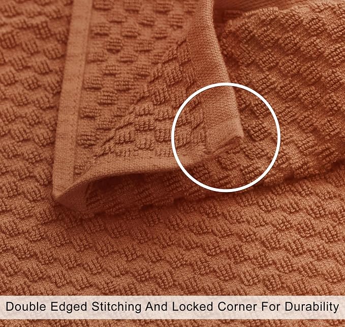 COTTON CRAFT Waffle Weave Wash Cloth - 12 Pack Luxurious Pure Ringspun Cotton Euro Spa Bathroom Face Towel - Absorbent Quick Dry Gym Shower Bath Kitchen Travel - 12x12 inches - Mocha
