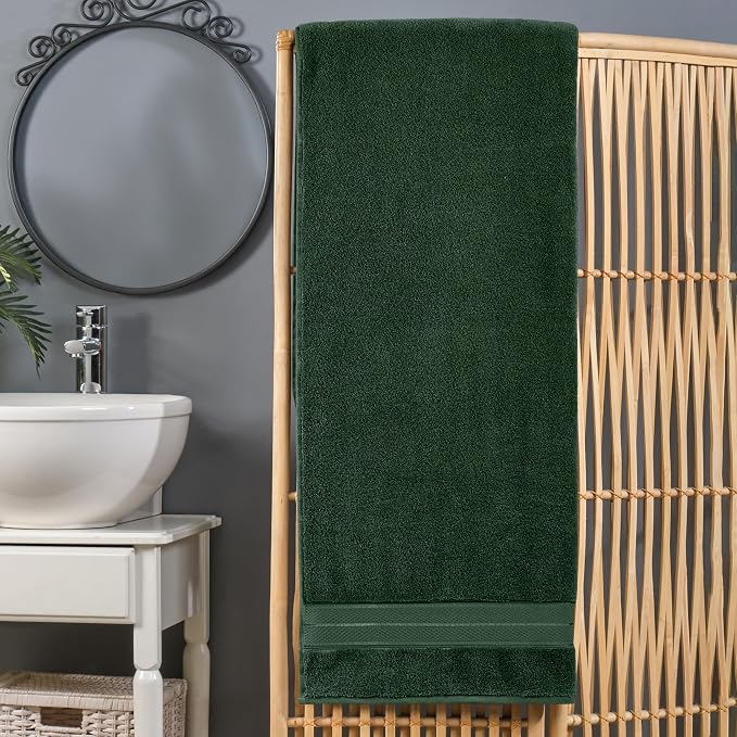 Elegant Comfort Three Line Popcorn Extra Large Luxury Bath Towel - 40" x 80" inch, Premium Hotel Spa Quality 1 Piece Oversized Bath Sheet 100% Turkish Cotton Super Soft Highly Absorbent, Forest Green