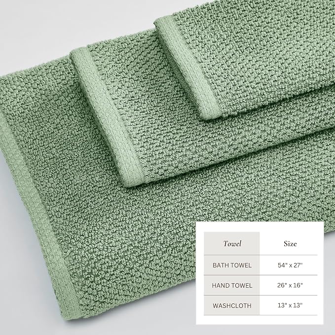 Great Bay Home 100% Cotton 6 Piece Towel Set - Absorbent, Quick-Drying, Durable Bath Towels for Bathroom Decor - Low-Twist, Two-Ply Fibers (Mineral Blue)