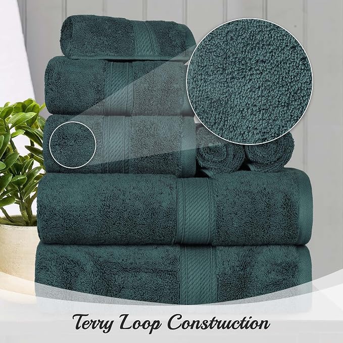 Superior Egyptian Cotton Plush & Absorbent, Hand Towel Set of 4, Teal | Quick Dry, Soft Luxury Towel Set, Bath Essentials for Bathroom, Guest Bath, Spa, 4 Piece Set, Madeline Towels