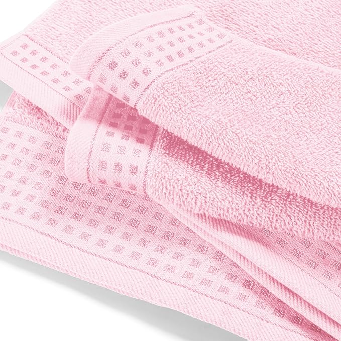GLAMBURG Ultra Soft 4 Pack Oversized Bath Towel Set 27x54 inches, 100% Cotton Bath Towels, Highly Absorbant Compact Quickdry & Lightweight Towel, Ideal for Gym Travel Camp Pool - Pink