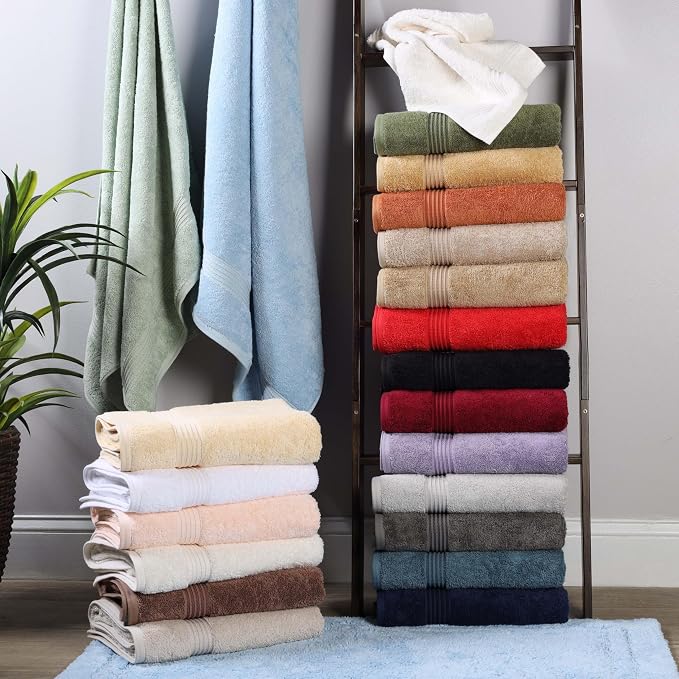 Superior Egyptian Cotton 9-Piece Towel Set, Assorted Towels for Home Bathroom, Guest Bath Decor Essentials, Includes 3 Bath, 3 Hand, 3 Face Towels/Washcloths, Quick Dry, Absorbent - Sapphire