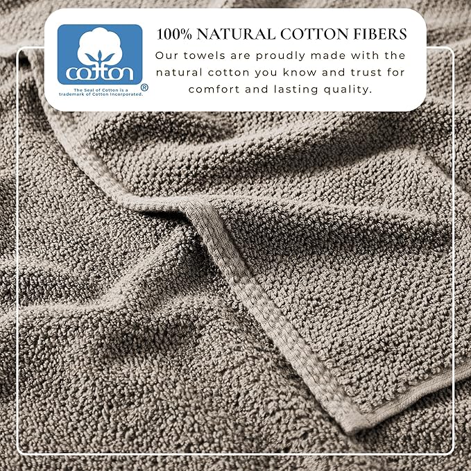 Great Bay Home 100% Cotton Oversized 2 Pack 68x35 Extra Large Towel Set - Absorbent, Quick-Drying, Durable Oversized Bath Sheets for Bathroom Décor (Dark Grey)