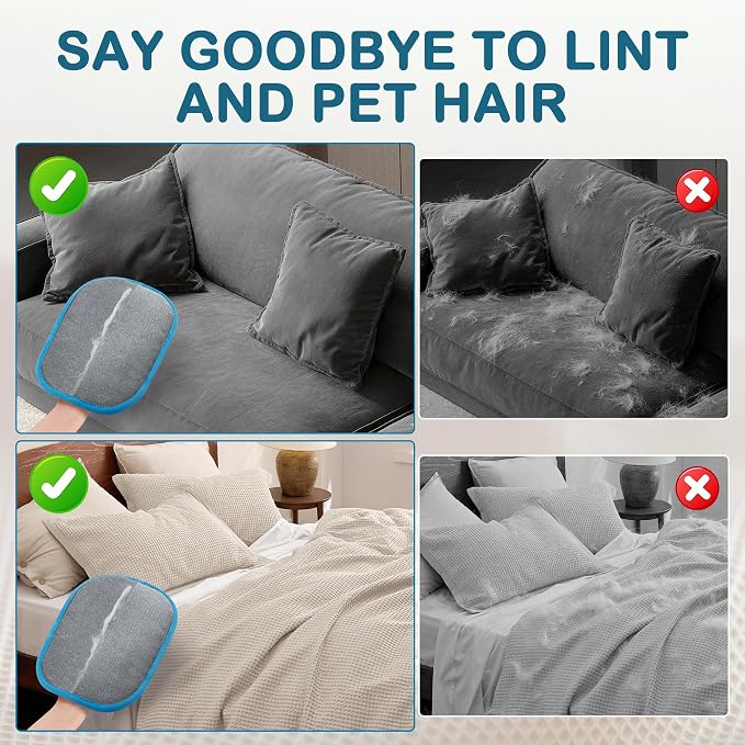 2 Pack Pet Hair Remover Glove for Cats & Dogs, Couch, Carpet, Car Seats | Washable Static 5-finger Mitt, Dog and Cat Hair Remover for Couch, Carpet, Furniture, Car Seats, Rugs and Pet Beds