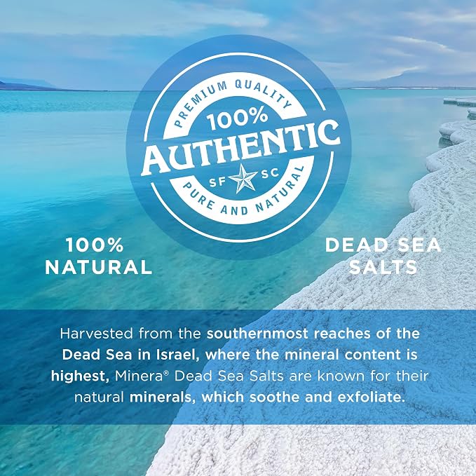 Minera Fine Grain Dead Sea Salt for Bath & Soaking – 2 lbs, Fast-Dissolving, 100% Pure & Natural, Unscented, Skin-Nourishing Sea Salt (Pack of 2)