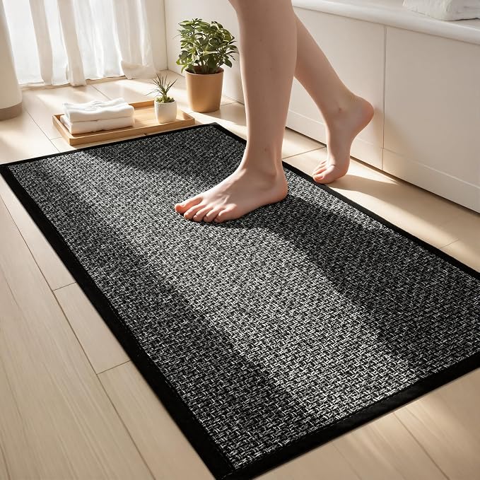 Bathroom Rugs Quick Dry Absorbent Bath Mat for Bathroom Floor Non Slip Washable Thin Bath Mat 17" x 32"