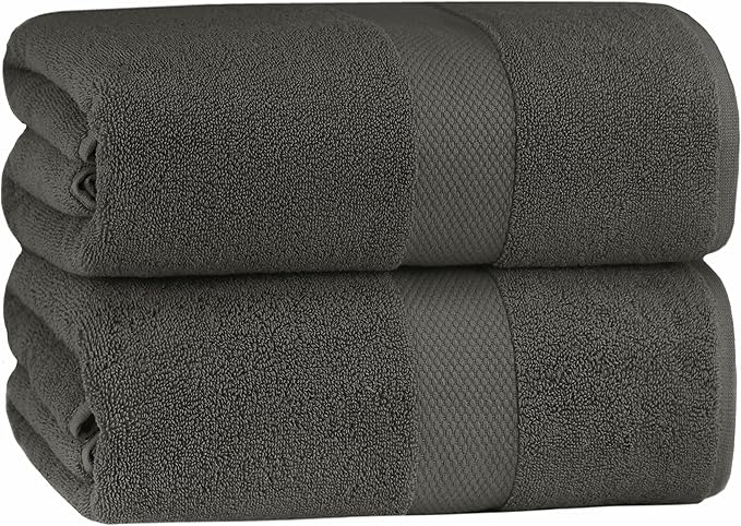 COTTON CRAFT Hotel Spa Luxury Bath Sheet - 2 Pack - Oversized Extra Large 40 x 80 - Heavyweight 700 GSM 2 Ply Ringspun Cotton - Soft Absorbent Everyday Use Home Bath Easy Care Towel Set - Grey
