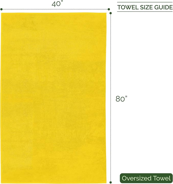 Elegant Comfort Three Line Popcorn Extra Large Luxury Bath Towel - 40" x 80" inch, Premium Hotel Spa Quality 1 Piece Oversized Bath Sheet 100% Turkish Cotton Super Soft Highly Absorbent, Yellow