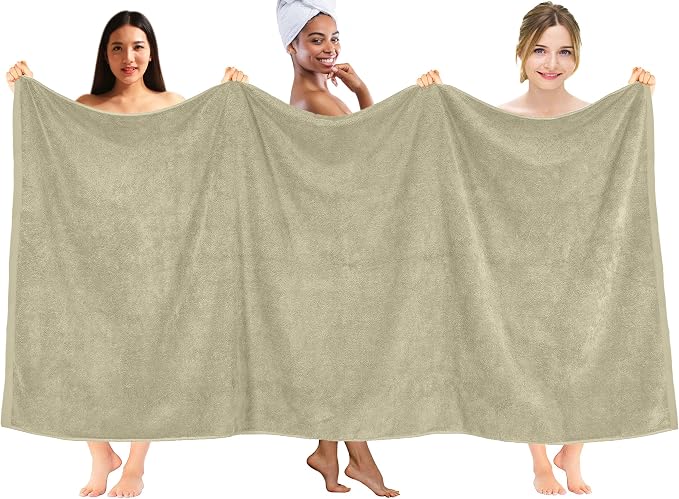 DAN RIVER Pack of 1 Jumbo Bath Sheet 40x80 Inches, Extra Large Bath Towels, Luxury Quick Dry Cotton Oversized Towel for Bathroom - Beige