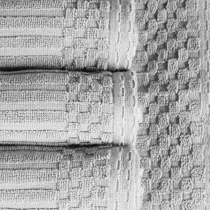 Superior Cotton 2-Piece Solid and Ribbed Bath Sheet Set, Bath Sheets- 34" x 68", Silver by Superior