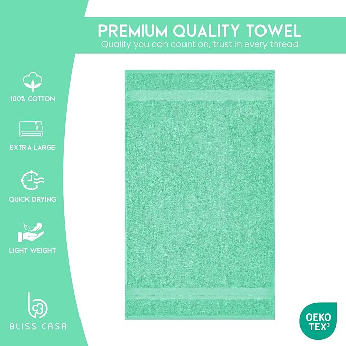 Bliss Casa 100% Cotton Bath Towel Set – 27″×54″, Ultra-Soft & Highly Absorbent Towels for Bathroom – Quick-Dry, Durable & Skin-Friendly (4-Pack)