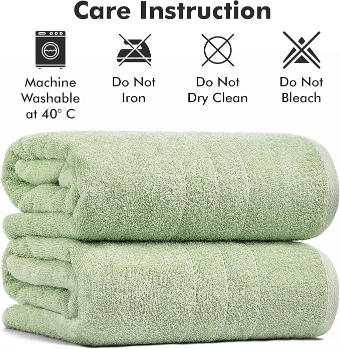 Bath Sheets – 550 GSM Extra Large Bathroom Sheet Set – Pack of 2 Jumbo Towels Light Green (71x35in) – 100% Ring Spun Cotton Soft Quick Dry Large Bath Towels for Adults Hotel Spa Bathroom Use