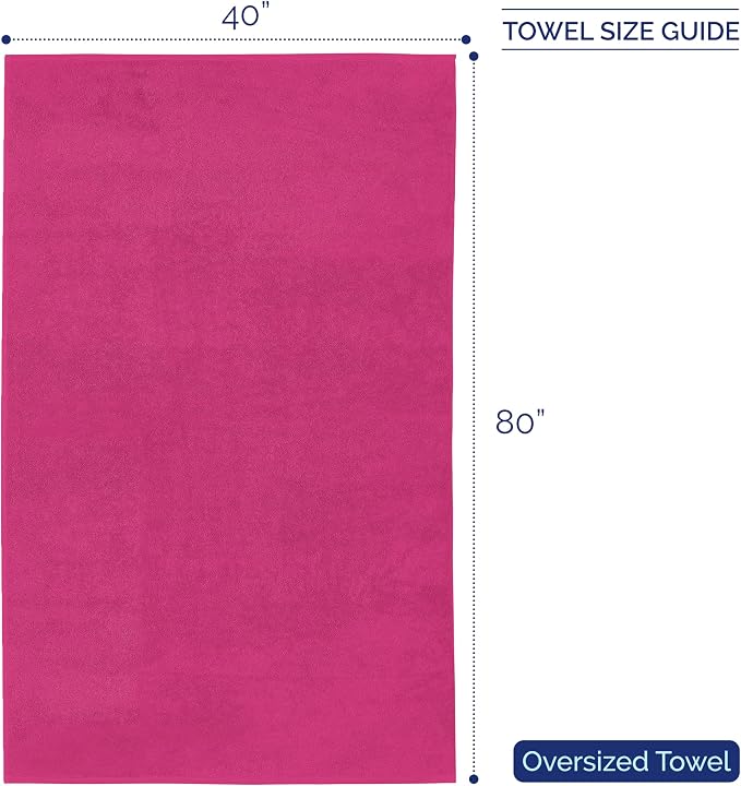 Elegant Comfort Premium Super Soft Highly Absorbent 1 Piece Oversized Bath Sheet - 40" x 80" inch, Luxurious Hotel Spa Quality 100% Turkish Cotton Extra Large Bath Towels for Adults, Hot Pink