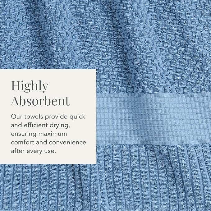 NY Loft 100% Cotton 2 Pack Bath Sheet Towel Set | Absorbent Quick-Dry Oversize Bath Towels | Textured and Durable Cotton | Blue Shadow