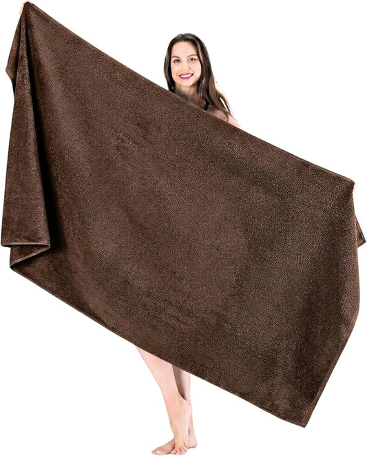 SALBAKOS Luxury 100% Turkish Cotton Bath Sheets 40x80 in Oversized Extra Large Bath Towels Thick Soft Absorbent Turkish Towel for Spa Beach (Pack of 1, Chocolate, Jumbo Bath Sheet)