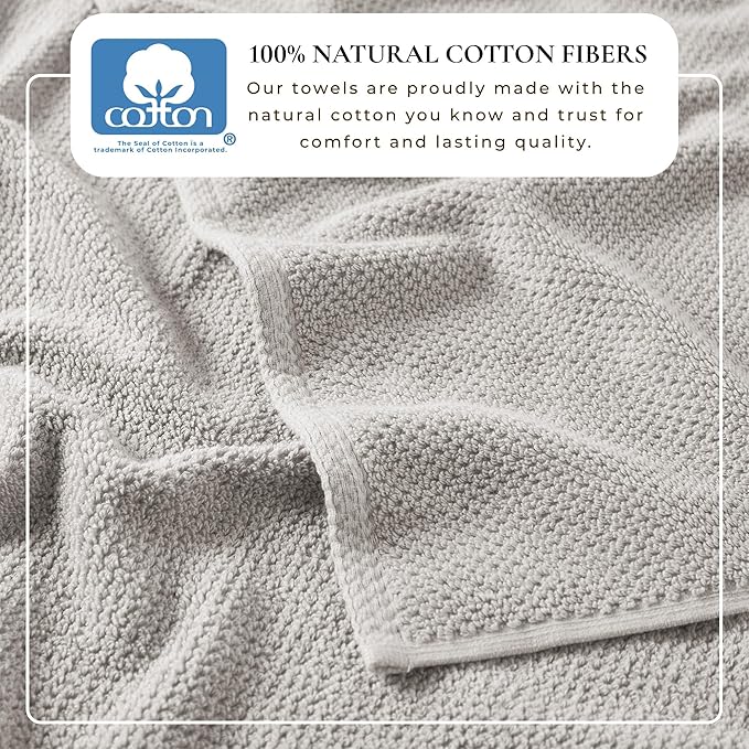 Great Bay Home 100% Cotton Oversized 2 Pack 68x35 Extra Large Towel Set - Absorbent, Quick-Drying, Durable Oversized Bath Sheets for Bathroom Décor (Light Grey)